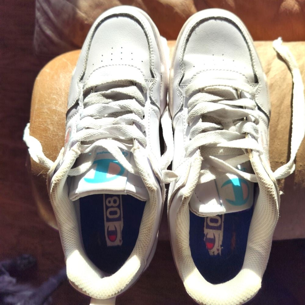 Champion, women's size 8, white shoes